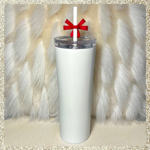 🎄🎀 NWT 2025 Starbucks Christmas/Holiday White SS 20oz Tumbler w/ Red Bow - Picture 2 of 6